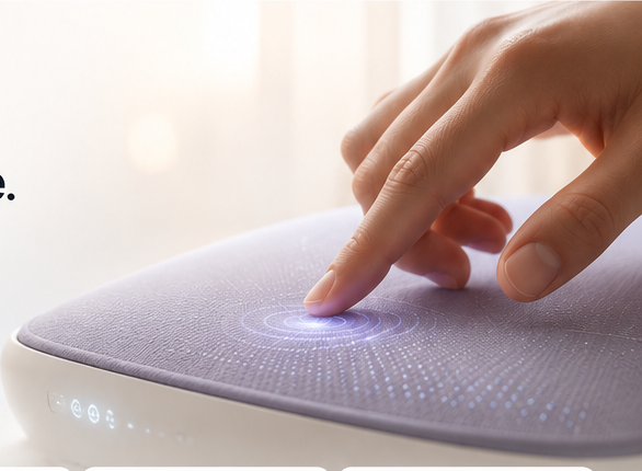 A responsive surface sensing human touch